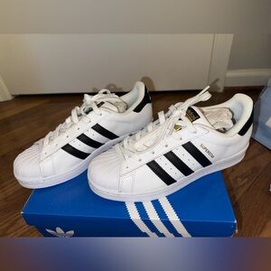 NEW!!Adidas Superstar White with Black Stripes